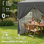 8.2 x 8.2 ft Pop-Up Canopy Tent with 4 Sidewalls & Sandbags, Dark Grey