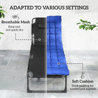 Folding Lounge Chair, 75 cm Wide with Cushion and Side Pocket, Dark Grey/Blue
