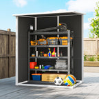 4 x 5FT Plastic Lean-to Garden Shed with Floor, Window and Vent, Black