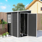 4 x 5FT Plastic Lean-to Garden Shed with Floor, Window and Vent, Black
