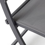 Bistro Folding Sling Chair in Charcoal Aluminum with Silver Grey Mesh