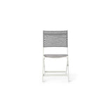 Bistro Folding Sling Chair in White Aluminum with Silver Grey Mesh