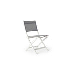 Bistro Folding Sling Chair in White Aluminum with Silver Grey Mesh