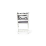 Bistro Folding Sling Chair in White Aluminum with Silver Grey Mesh