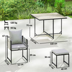 9 Piece Cube Garden Dining Set with 8 Seats, 4 Stools & Cushions, Dark Grey