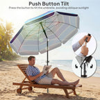 78" Beach Umbrella with Foldable Table, Cup Holder and Carry Bag, Multicolor