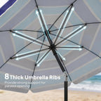 78" Beach Umbrella with Foldable Table, Cup Holder and Carry Bag, Multicolor