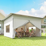 12 x 12 ft Pop Up Canopy Tent with Sidewalls and Wheeled Bag, Silver