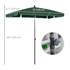 6.5 x 4ft Rectangle Patio Umbrella with Aluminum Pole and Tilt, Green