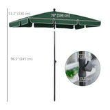 6.5 x 4ft Rectangle Patio Umbrella with Aluminum Pole and Tilt, Green