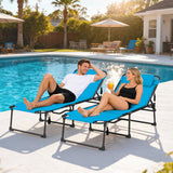 2-Piece Folding Chaise Lounge with Face Hole, Blue