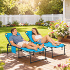 2-Piece Folding Chaise Lounge with Face Hole, Blue