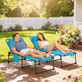 2-Piece Folding Chaise Lounge with Face Hole, Blue
