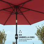 2.6 m Garden Parasol with Tilt, Crank, Vent & Aluminium Pole, Wine Red