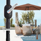 2.6 m Garden Parasol with Tilt, Crank, Vent & Aluminium Pole, Coffee