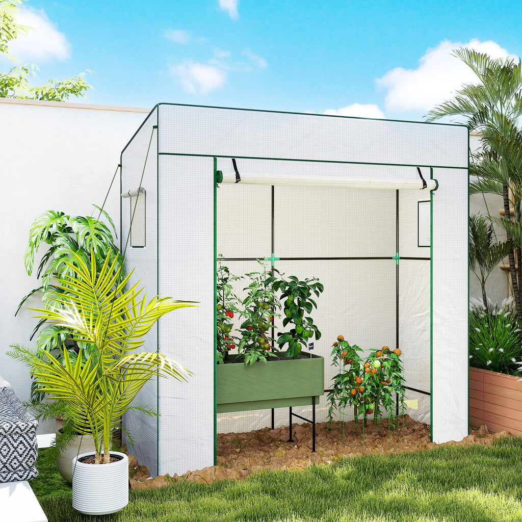 77.2" x 30.3" x 77.6" Lean-to Tomato Greenhouse, White