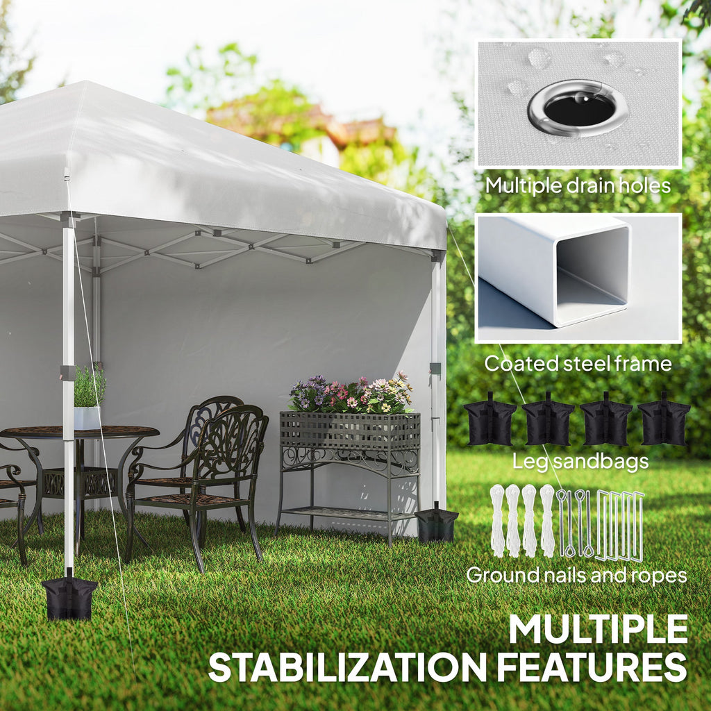 10' x 10' Pop Up Canopy Tent with Sidewalls and Roller Bag, White