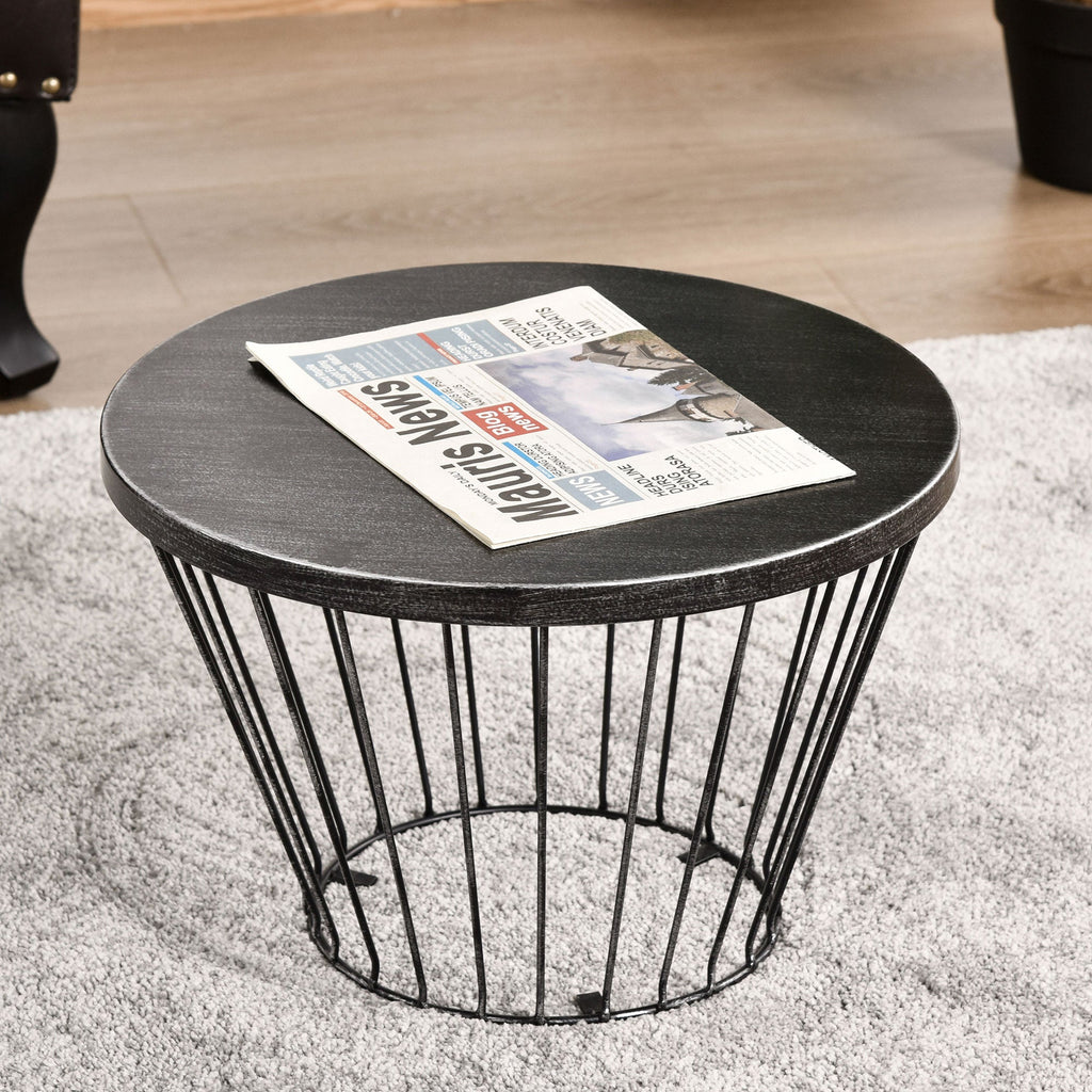 16" Steel Patio Side Table with Hourglass Design, Black