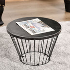 16" Steel Patio Side Table with Hourglass Design, Black