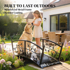 1.2M Metal Garden Bridge with Safety Railings, Black