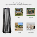 24" Wicker Solar Floor Lamp with Auto On/Off LED Lights, Black