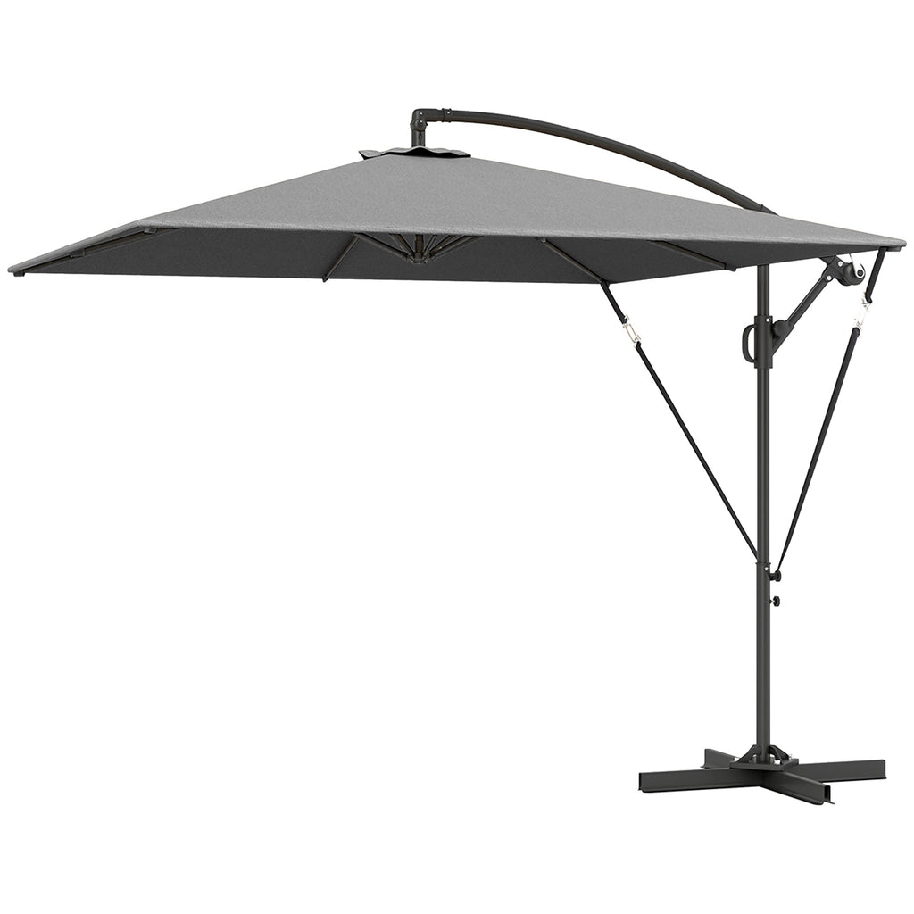 Offset Patio Umbrella with Base, Cover and Tilt Function, Grey