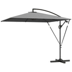 Offset Patio Umbrella with Base, Cover and Tilt Function, Grey
