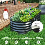 Set of 2 Galvanised Raised Beds with Stakes, 150 x 60 x 30 cm, Dark Grey