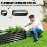 Set of 2 Galvanised Raised Beds with Stakes, 150 x 60 x 30 cm, Dark Grey
