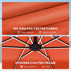 3 m Cantilever Parasol with Solar LED Light, Cover & 360° Rotation, Orange