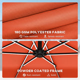 3 m Cantilever Parasol with Solar LED Light, Cover & 360° Rotation, Orange