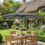 3 m Garden Parasol with 3-Tier Roof, Crank Handle & Tilt, Grey