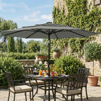 3 m Garden Parasol with 3-Tier Roof, Crank Handle & Tilt, Grey