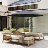 9.5FT Cantilever Patio Umbrella with Cover, 360° Rotation and Cross Base, Grey