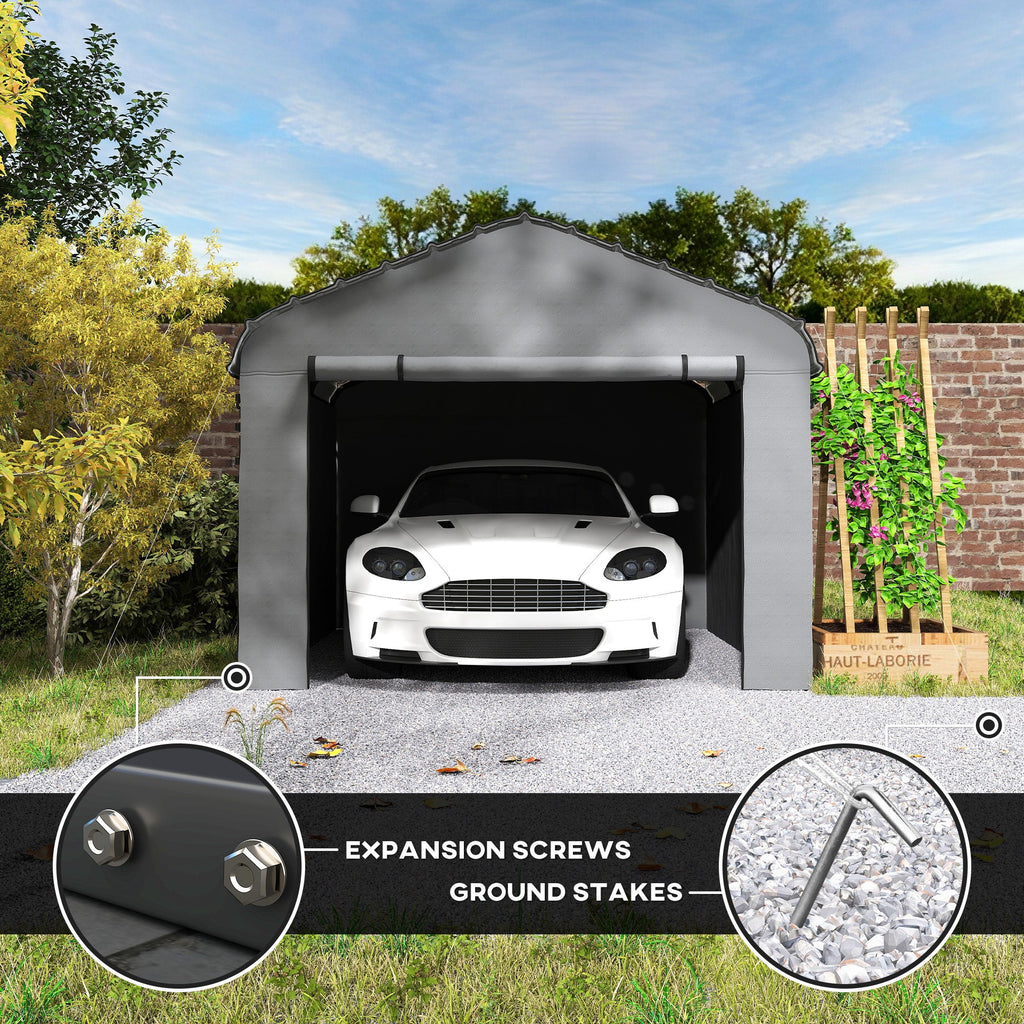 Onward 10' x 15' Heavy Duty Metal Carport with Galvanized Roof & Removable Sidewalls
