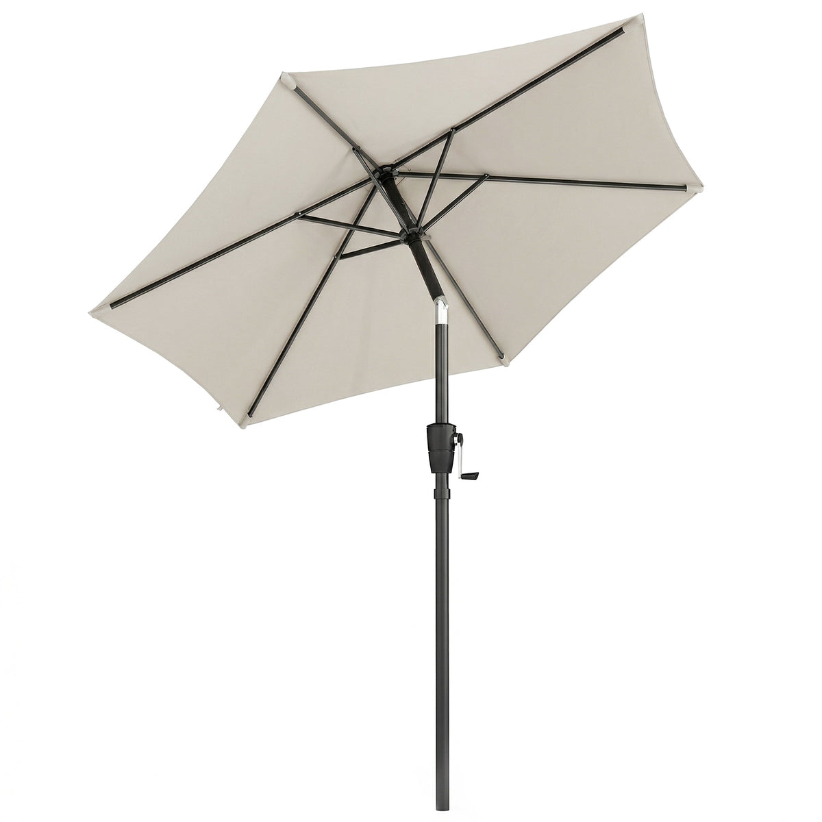 2 m Garden Parasol with Crank Handle, Tilt Function & UV30+, Light Grey