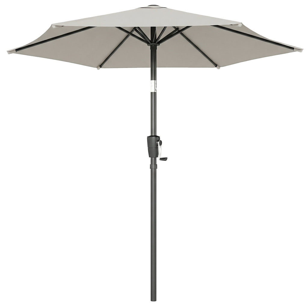 2 m Garden Parasol with Crank Handle, Tilt Function & UV30+, Light Grey