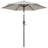 2 m Garden Parasol with Crank Handle, Tilt Function & UV30+, Light Grey