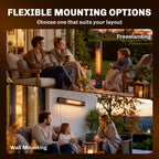 2000 W IR Patio Heater with Cover, Wall or Freestanding, Knob & Remote, Black