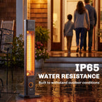 2000 W IR Patio Heater with Cover, Wall or Freestanding, Knob & Remote, Black