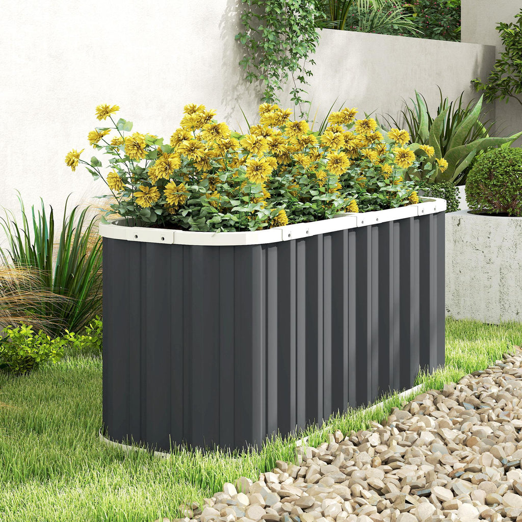 5' x 2' x 2' Galvanized Raised Garden Bed with Gloves, Dark Grey