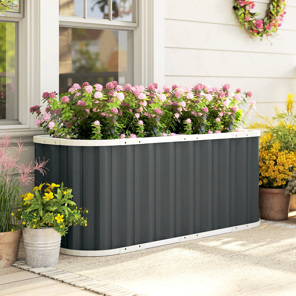 5' x 2' x 2' Galvanized Raised Garden Bed with Gloves, Dark Grey