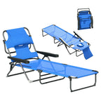 Folding Lounge Chair with Reading Hole and Headrest, Dark Blue