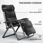 Set of 2 Zero Gravity Chairs with Cup and Phone Holder Tray, Black
