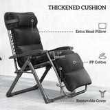 Set of 2 Zero Gravity Chairs with Cup and Phone Holder Tray, Black