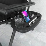 Set of 2 Zero Gravity Chairs with Cup and Phone Holder Tray, Black