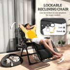 Set of 2 Zero Gravity Chairs with Cup and Phone Holder Tray, Black