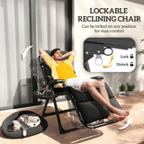 Set of 2 Zero Gravity Chairs with Cup and Phone Holder Tray, Black