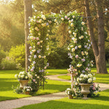 7.1ft Garden Arch for Climbing Plants and Wedding Decor, Black