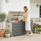 757 L Garden Storage Box with Wheels and Lockable Lid, Beige/Grey